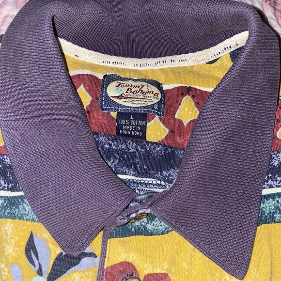 Tommy Bahama Polo Shirt Men Size Large Floral Print Short Sleeve Hawaiian - Picture 8 of 10